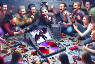 Generate a realistic high-definition image that shows the excited and speculative reaction among the gaming community regarding the remasters of a classic vampire-themed video game series. The image should include glimpses of old, worn-out game CDs, a retro game console, and enthusiastic fans discussing online. Note: all elements in this scene are fictional and do not represent any specific real-world video game series or right holders.