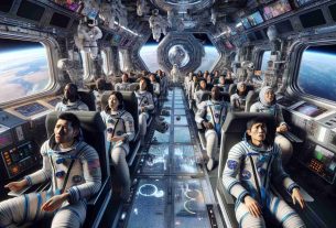 A high definition, realistic depiction of an event in space where astronauts of various descents and genders are facing new health concerns. The image should show astronauts in a state-of-the-art spacecraft, showing signs of concern. Their multicultural expressions reveal worry about unseen threats to their health due to prolonged exposure in space. The spacecraft interior should be filled with cutting-edge technology and floating objects, signifying zero gravity. Outside the spacecraft, there could be a stunning view of Earth and the vastness of space as a backdrop.