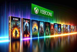 An HD-quality, photorealistic image displaying a hypothetical lineup of new game titles for a gaming console. The titles are vibrantly colored and distinct, each offering a glimpse of their respective game's unique world. They are positioned neatly, perhaps in a row or in an aesthetically pleasing arrangement, on the console's user interface. The console's logo, in its iconic green color, stands out prominently. The image sparks excitement, representing the anticipation for upcoming gaming adventures.