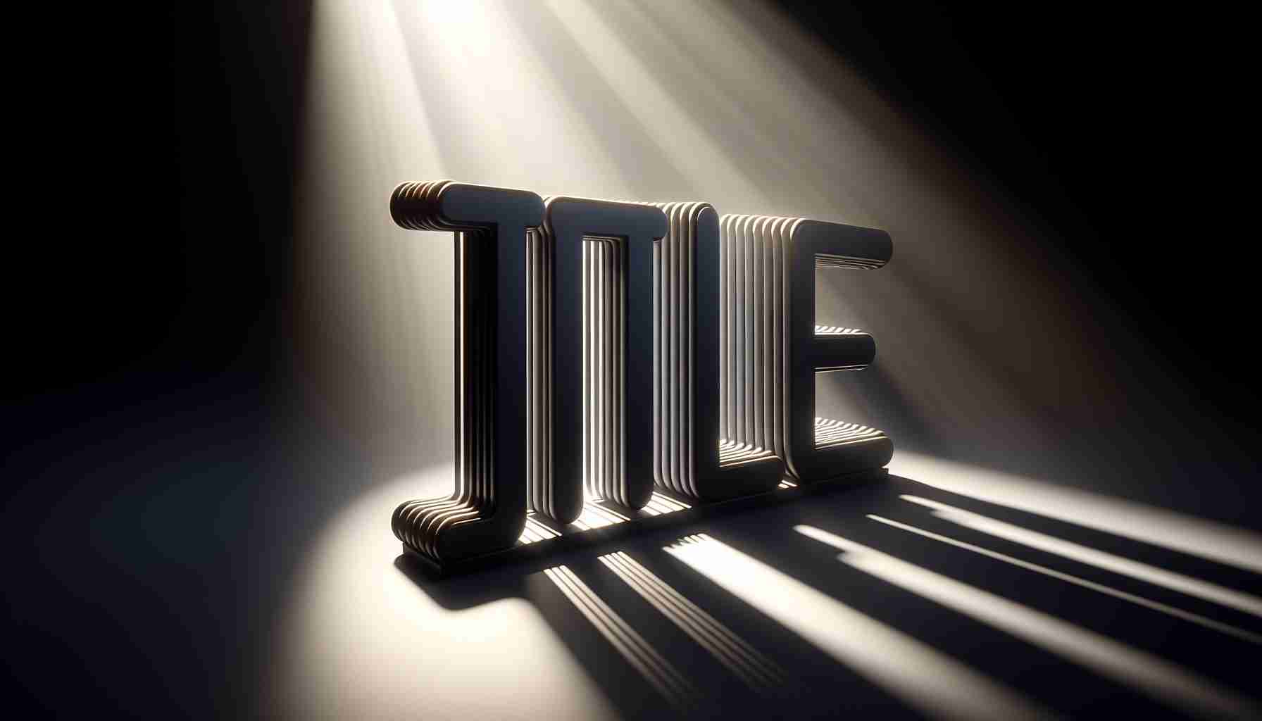 Generate a realistic high-definition image representing the concept of 'Title', potentially as a word spelled in three-dimensional letters, with dramatic lighting shining on it from the side, casting long shadows on a solid background.