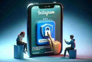 Generate a realistic and high-definition digital rendering of a scene involving an illustrated representation of a smartphone screen displaying the Instagram application. The interface should show an icon indicating stronger privacy settings, perhaps a shield or a lock. This improved privacy control is specifically designed for teenagers. To emphasize this, include, in the image, a depiction of a teenager curiously checking these new controls on their phone.