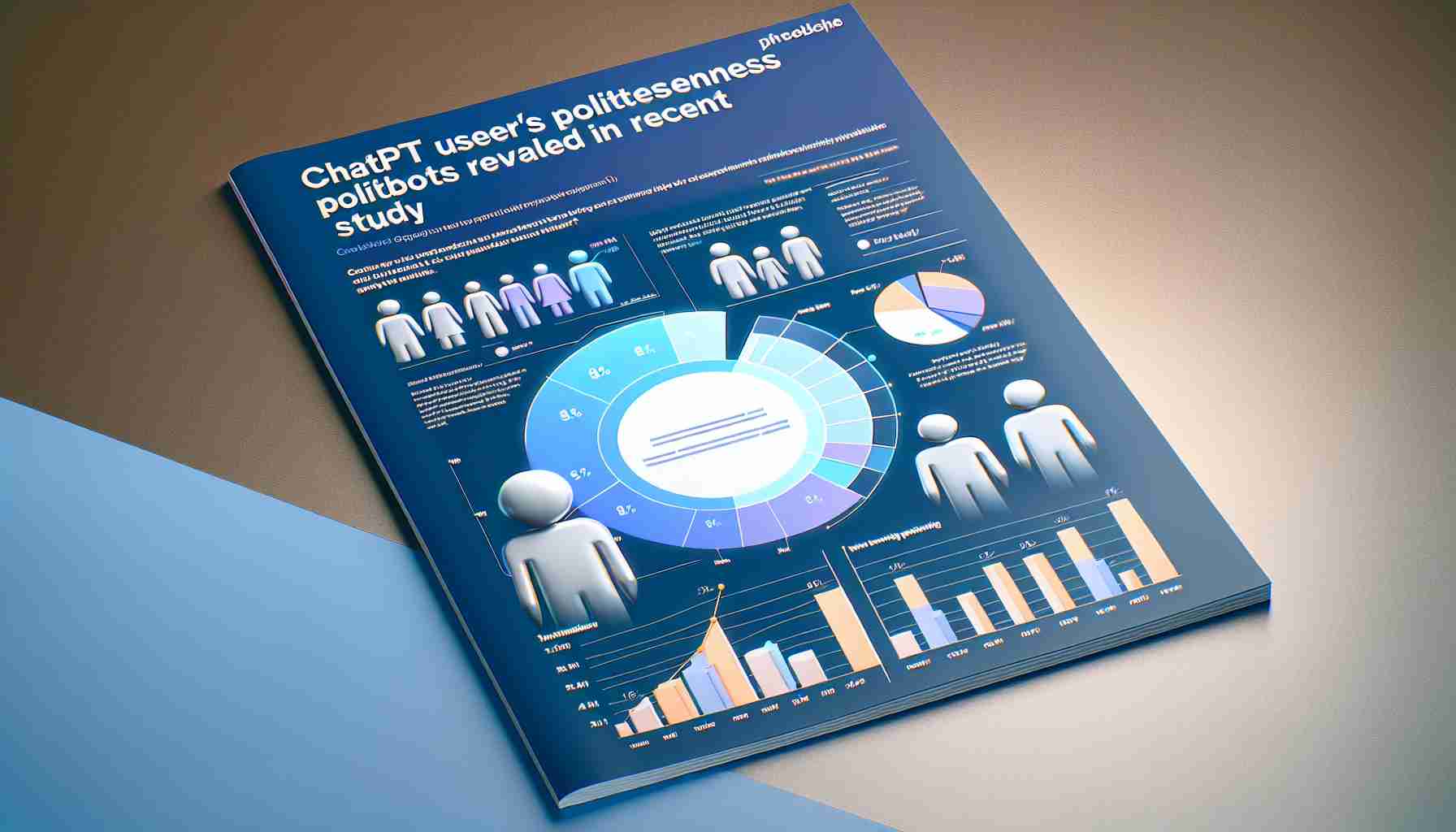 A high-definition, realistic image of a report showcasing the results of a recent study. The main headline of this report reads 'ChatGPT Users’ Politeness Towards Chatbots Revealed in Recent Study'. There should be graphical elements such as pie charts and bar graphs presenting data on user interactions with ChatGPT and the degree of politeness they exercise during these interactions.