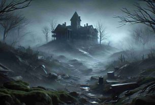 Realistically rendered high-definition photo of a hypothetical restart of a famous, eerie hill-themed, suspenseful video game. In this new era, darkness is peeled away to reveal hidden mysteries. The atmosphere is chilling, with a foggy landscape full of abandoned structures, grim eeriness, and bizarre occurrences.