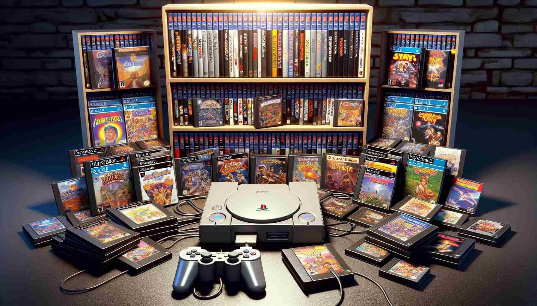 A detailed and lifelike high-definition illustration representing the concept of reviving classic video games from a generic gaming console, analogous to the PlayStation. The scene portrays a revitalized game library displaying cover boxes of various well-remembered games, now rejuvenated with updated graphics and fresh appeal. An open console in a nostalgia-evoking setting complete the scene, suggesting an exciting renaissance of classic gaming experiences.